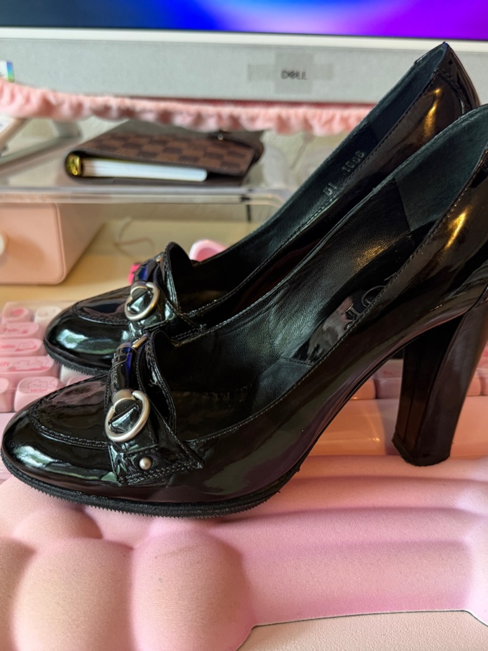 Dior Black Patent Leather Pumps with Silver Horsebit - Picture 3 of 5